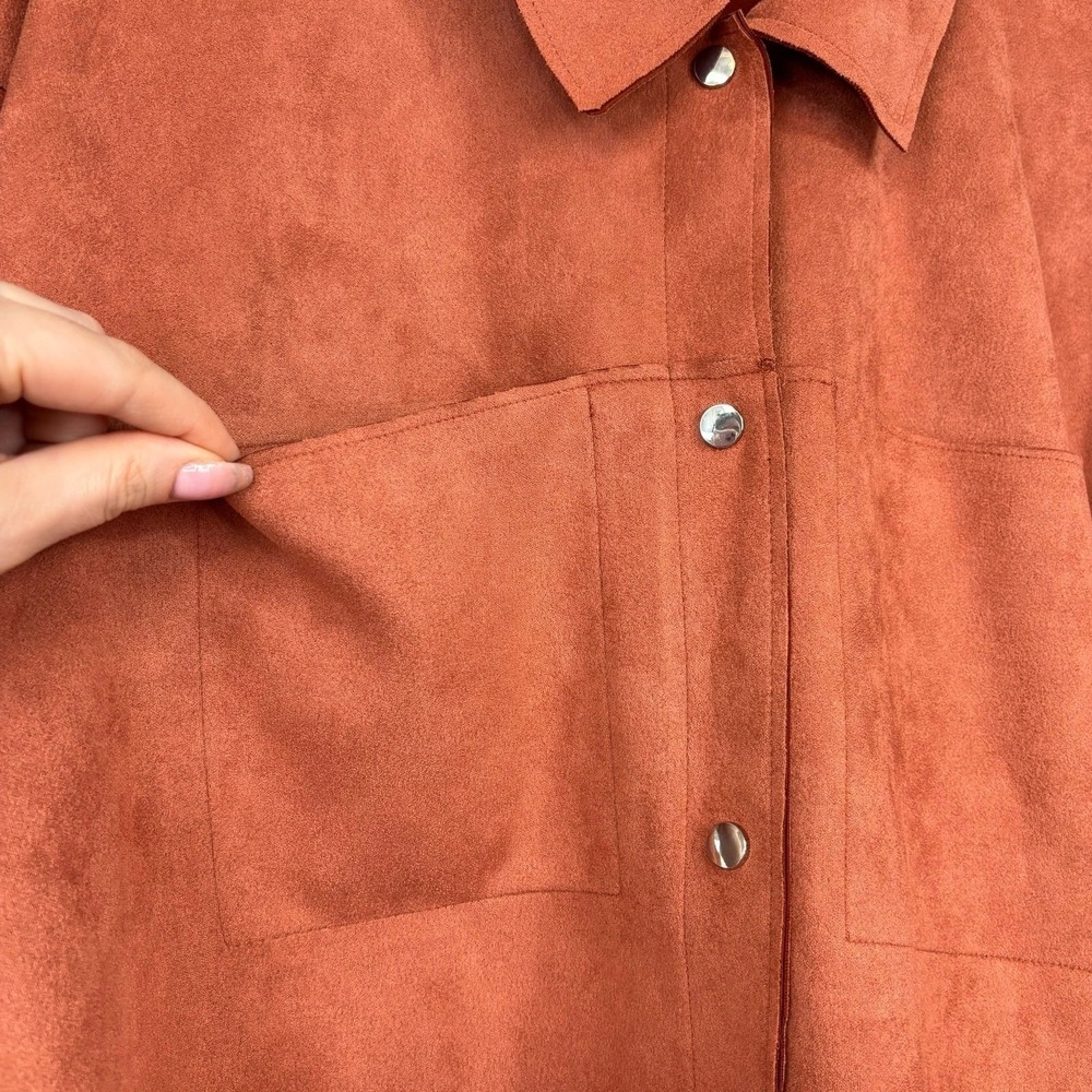 Truth by Republic Shacket Plus 1X Orange Shirt Jacket Casual Western Boho Suede - Picture 6 of 12